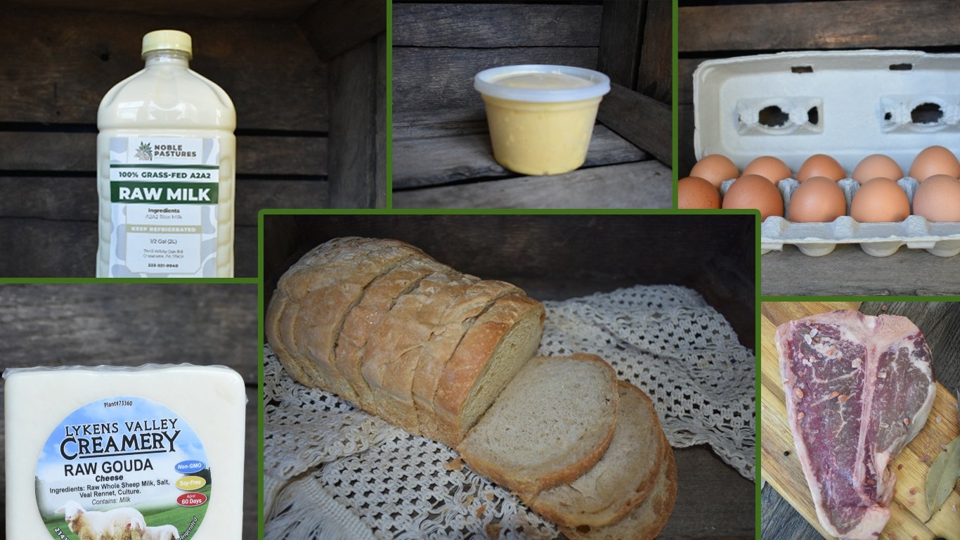 noble-pastures-foods a grid of photos showing Noble Pastures food products